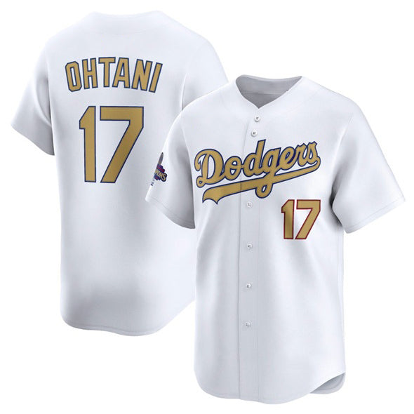 Los Angeles Dodgers #17 Shohei Ohtani White AmberGomez 2025 Gold Collection Limited Stitched Jersey