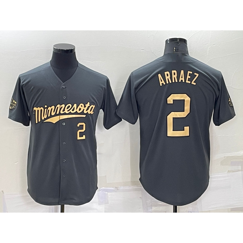 Minnesota Twins #2 Luis Arraez Number Charcoal AmberGomez 2022 All-Star Cool Base Stitched Jersey