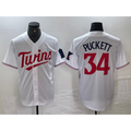 Minnesota Twins #34 Kirby Puckett White Red AmberGomez Stitched Cool Base Jersey