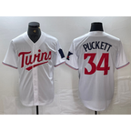 Minnesota Twins #34 Kirby Puckett White Red AmberGomez Stitched Cool Base Jersey