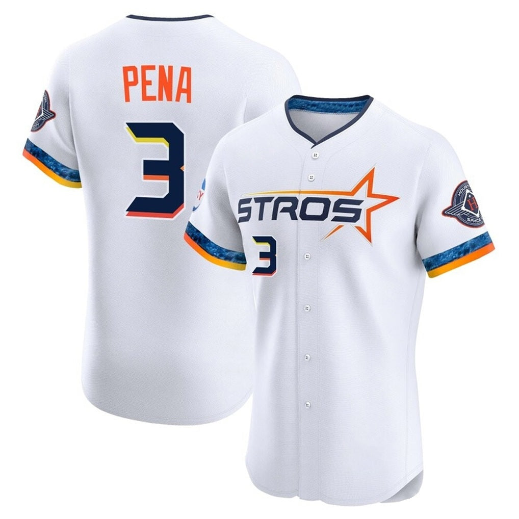 Houston Astros #3 Jeremy Pena Player White AmberGomez City Connect Limited Elite Home Stitched Jerseys