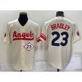 Los Angeles Angels #23 Archie Bradley Number Cream AmberGomez 2022 City Connect Cool Base Stitched Jersey