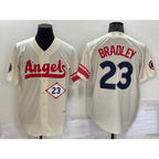 Los Angeles Angels #23 Archie Bradley Number Cream AmberGomez 2022 City Connect Cool Base Stitched Jersey