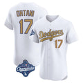 Los Angeles Dodgers #17 Shohei Ohtani Player White Gold AmberGomez World Series Meet Limited Elite Home Stitched Jerseys