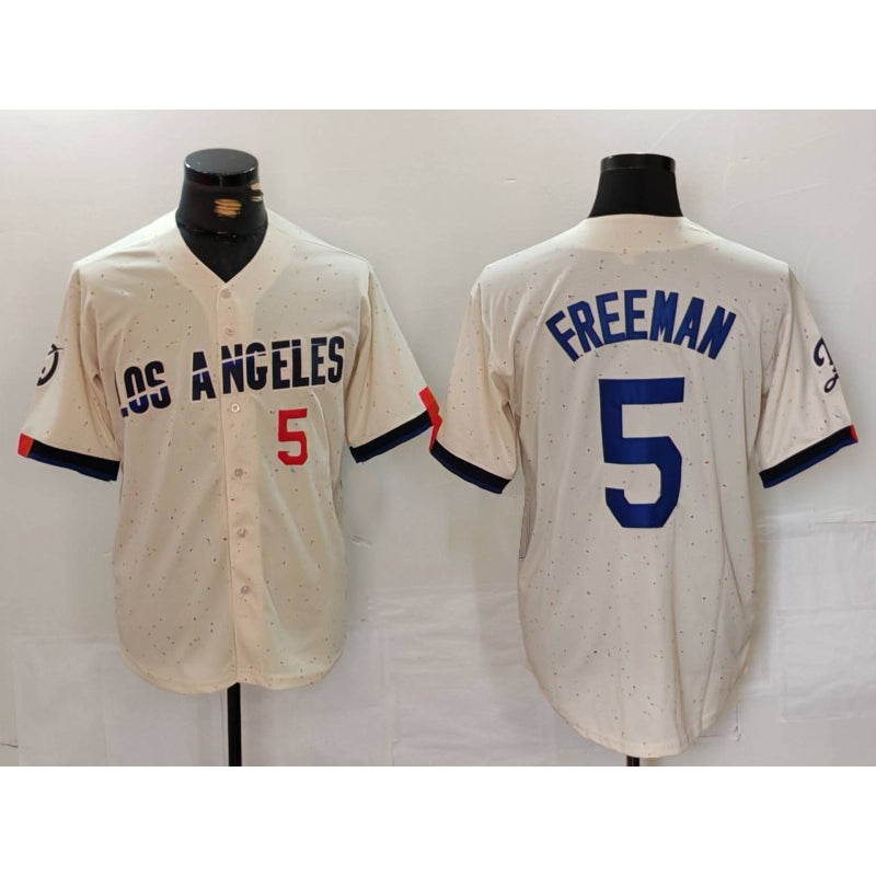 Los Angeles Dodgers #5 Freddie Freeman Number Cream AmberGomez 2024 City Connect Limited Stitched Jersey 2