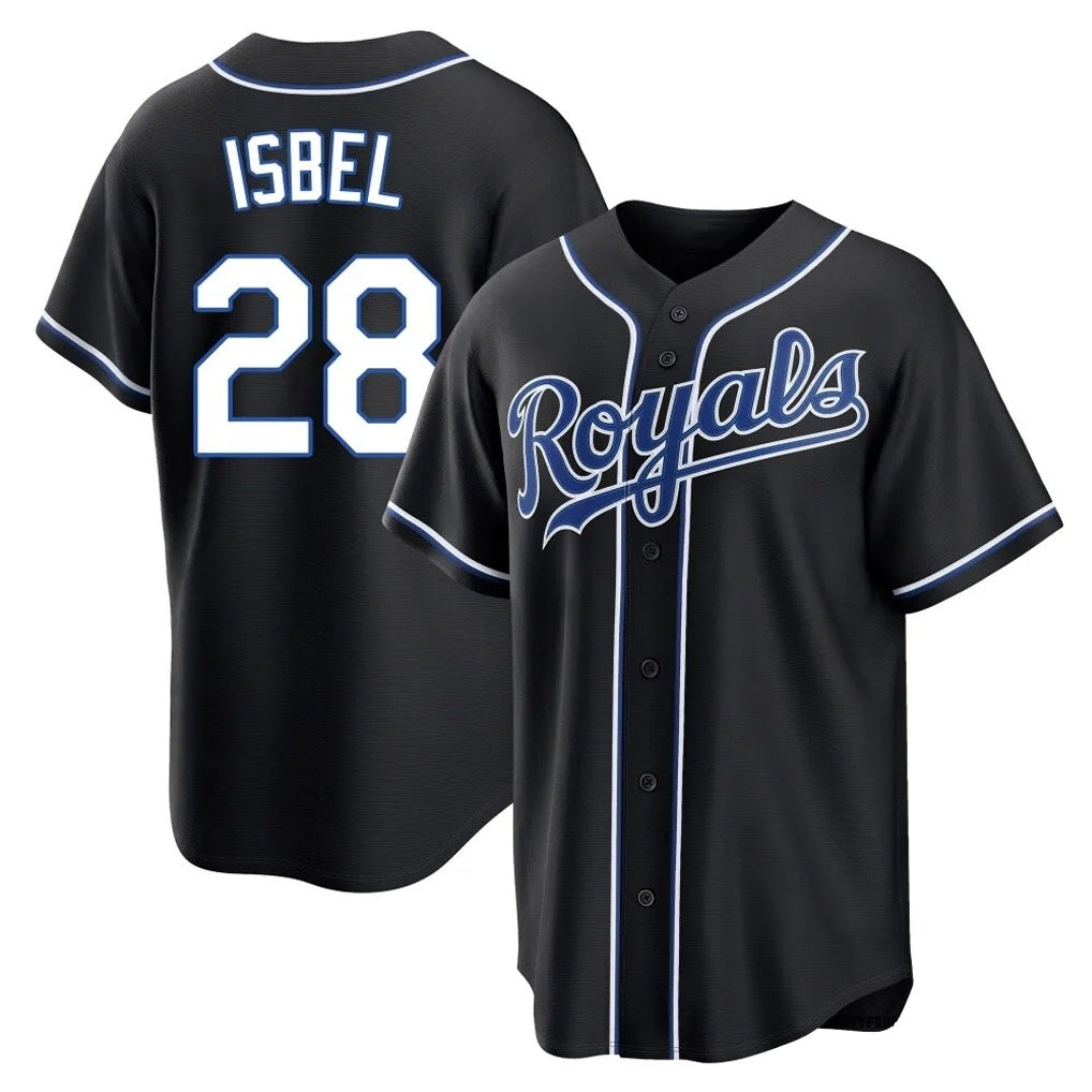 Kansas City Royals #28 Kyle Isbel Player Black AmberGomez Carbon Fashion Home Game Stitched Jerseys