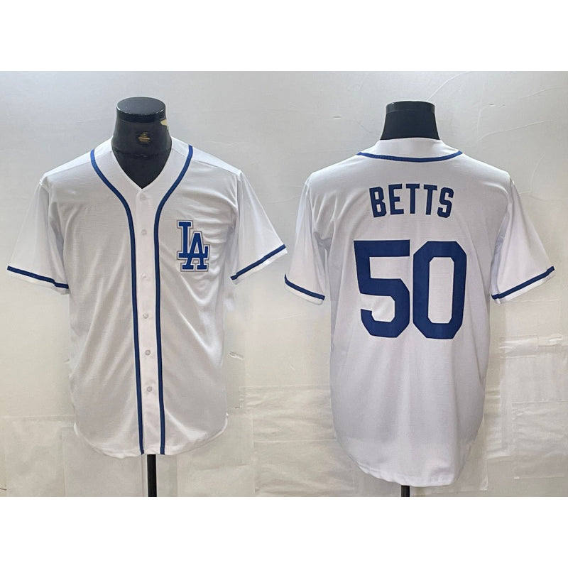 Los Angeles Dodgers #50 Mookie Betts White AmberGomez Cool Base Stitched Jersey