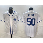 Los Angeles Dodgers #50 Mookie Betts White AmberGomez Cool Base Stitched Jersey