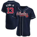 Atlanta Braves #13 Ronald Acuna Jr Player Navy AmberGomez Limited Elite Home Game Stitched Jerseys