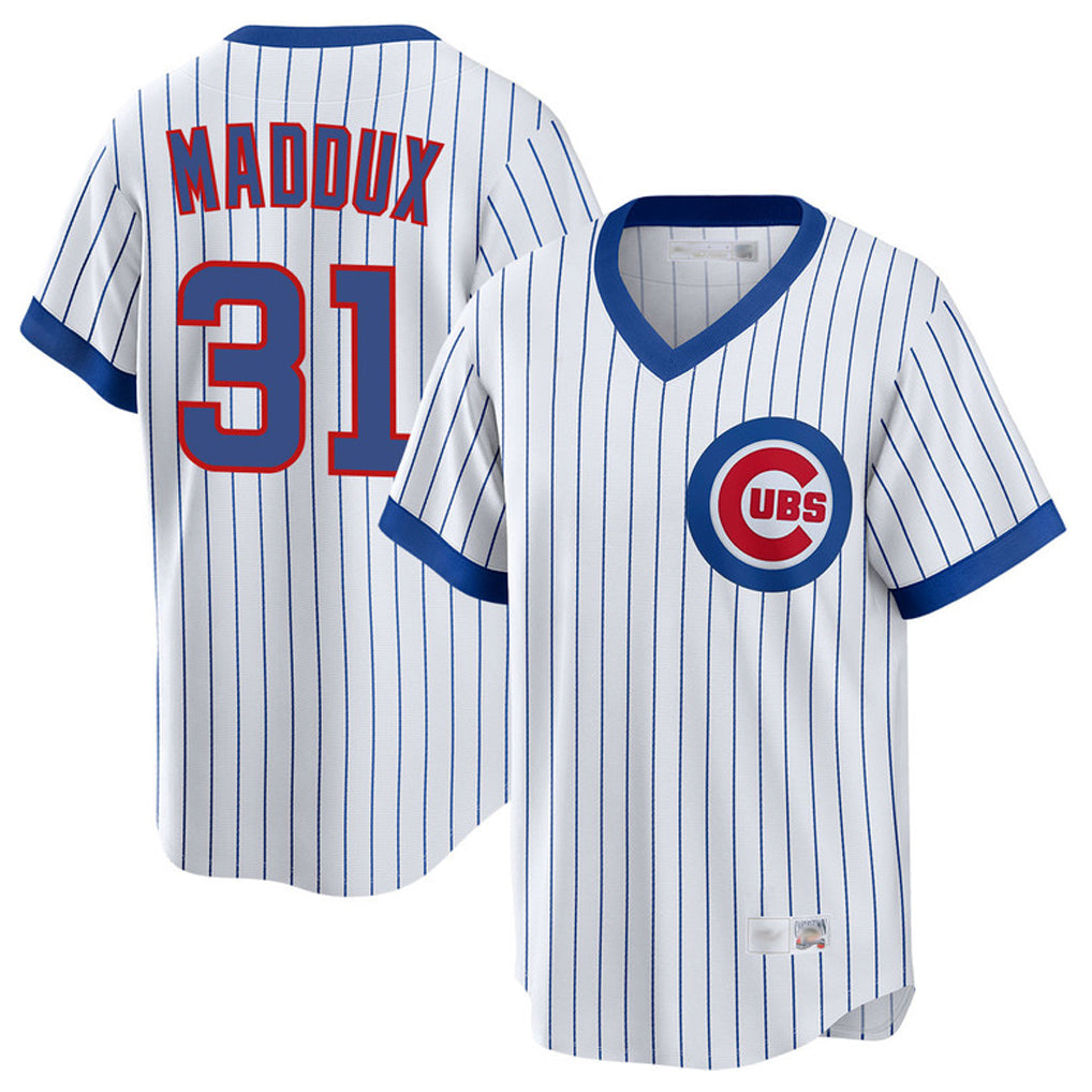 Chicago Cubs #31 Greg Maddux Player White AmberGomez T-shirt Cooperstown Collection Limited Stitched Jerseys