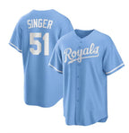 Kansas City Royals #51 Brady Singer Light Blue AmberGomez Stitched Jersey