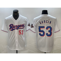 Texas Rangers #53 Adolis Garcia Number White AmberGomez 2023 World Series Champions Cool Base Jersey 2