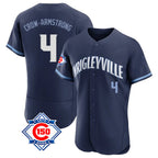 Chicago Cubs #4 Pete Crow-Armstrong Player Navy AmberGomez City Connect 150th Anniversary Limited Elite Home Stitched Jerseys