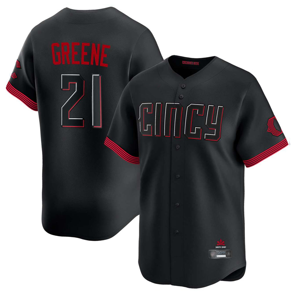 Cincinnati Reds #21 Hunter Greene Player Black AmberGomez City Connect Home Limited Stitched Jerseys