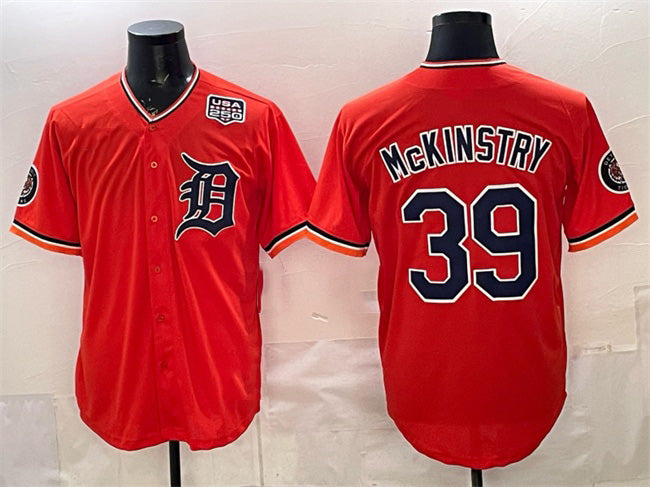 Detroit Tigers #39 Zach McKinstry Orange AmberGomez 2026 Alternate USA 250' Patch Vapor Premier Limited Stitched Jersey