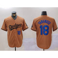 Los Angeles Dodgers #18 Yoshinobu Yamamoto Number Olive AmberGomez Cool Base Limited Stitched Jerseys