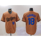 Los Angeles Dodgers #18 Yoshinobu Yamamoto Number Olive AmberGomez Cool Base Limited Stitched Jerseys