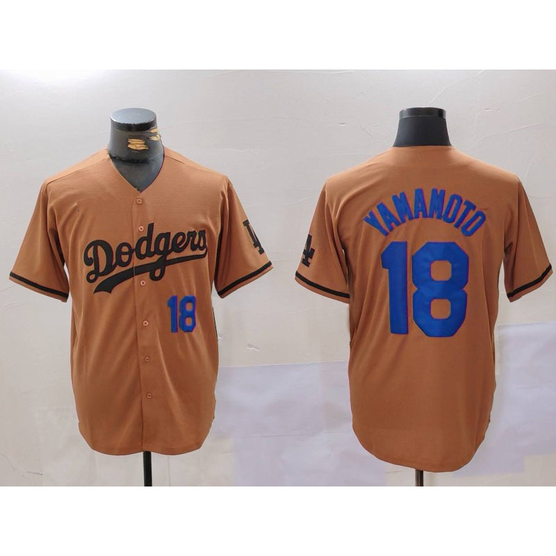 Los Angeles Dodgers #18 Yoshinobu Yamamoto Number Olive AmberGomez Cool Base Limited Stitched Jerseys