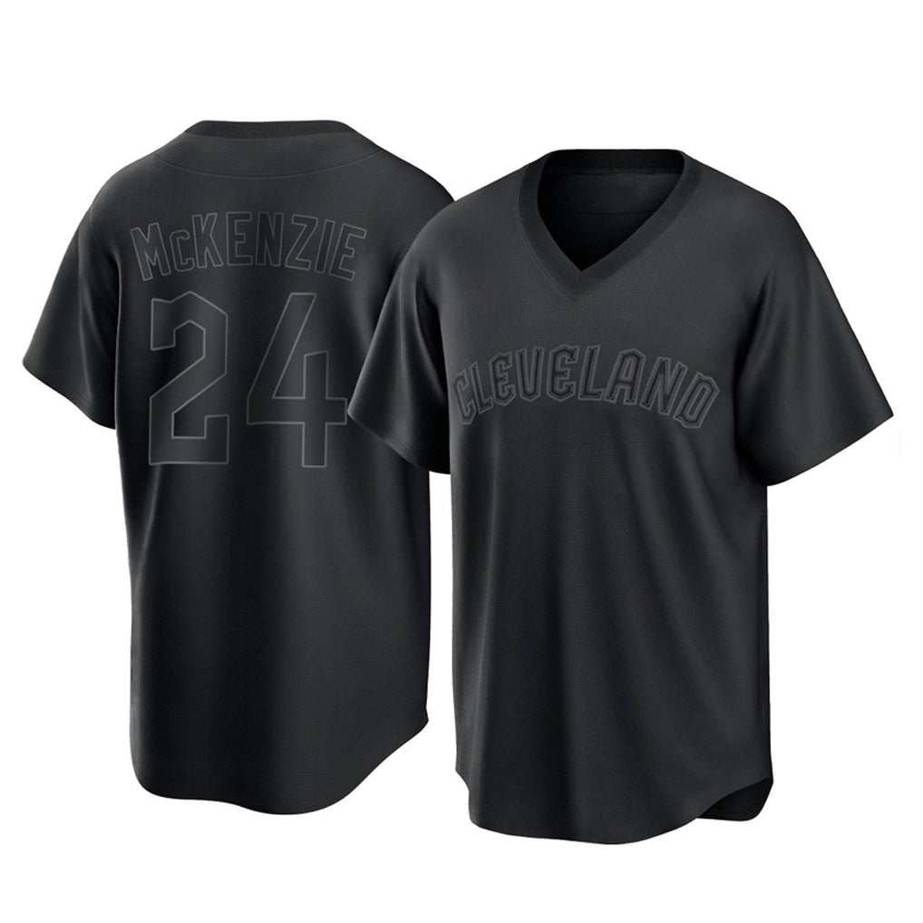Cleveland Guardians #24 Triston McKenzie Player Black AmberGomez T-shirt Home Game Stitched Jerseys