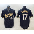 Los Angeles Dodgers #17 Shohei Ohtani Black Gold AmberGomez Stitched Cool Base Jersey 2