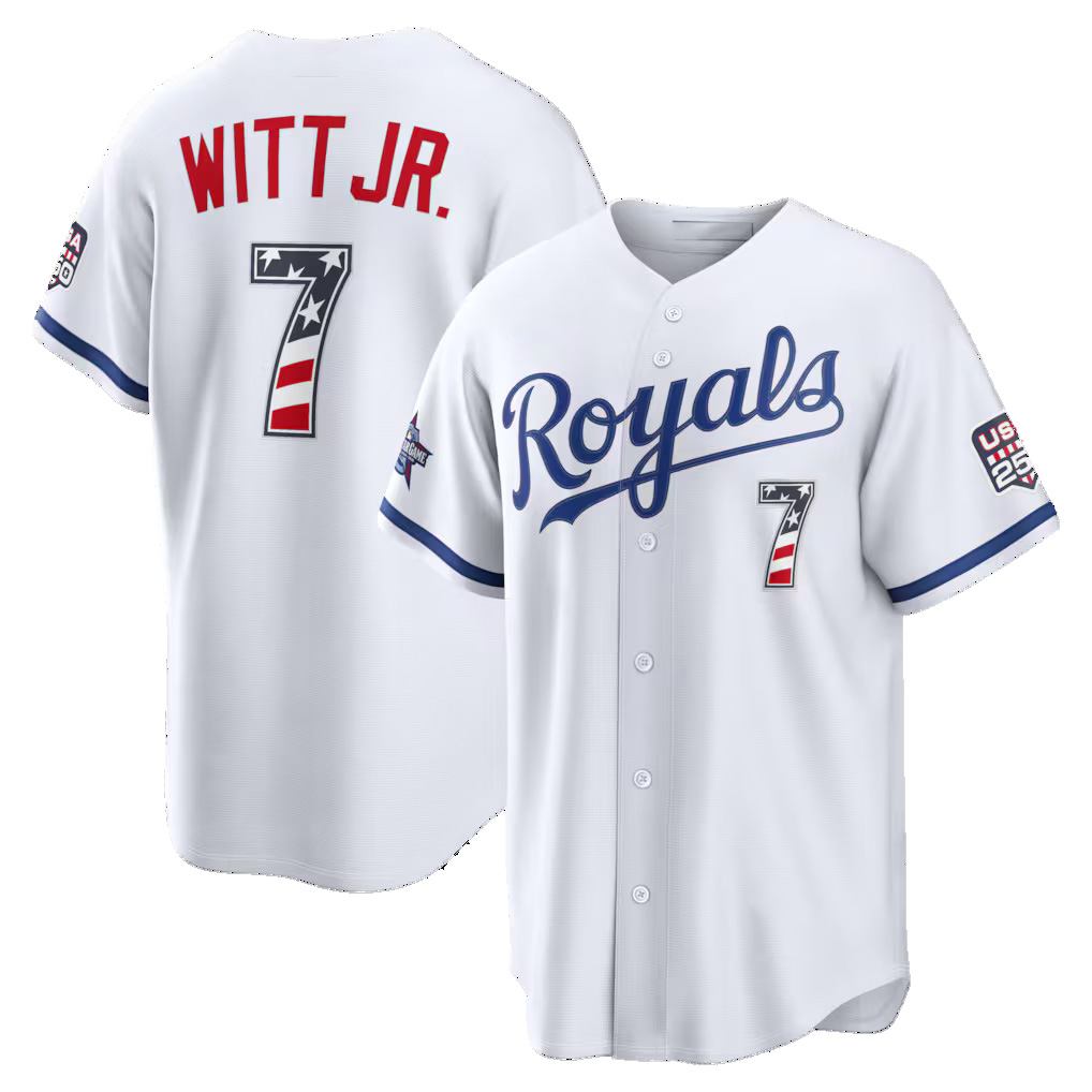 Kansas City Royals #7 Bobby Witt Jr. 2026 All-Star Edition Stars & Stripes White AmberGomez Stadium Jersey