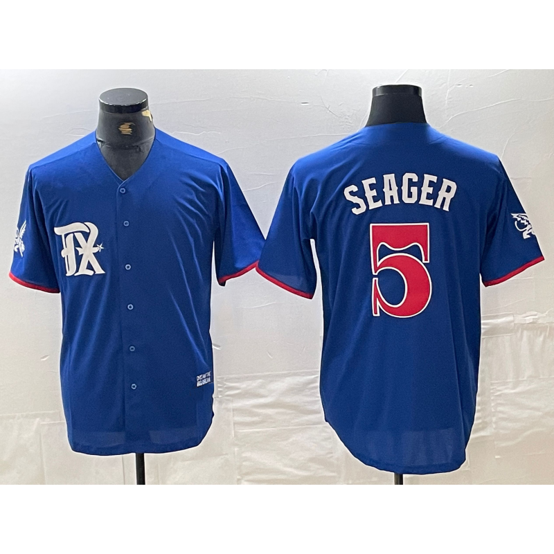 Texas Rangers #5 Corey Seager Royal Blue AmberGomez 2023 City Connect Stitched Jersey