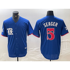 Texas Rangers #5 Corey Seager Royal Blue AmberGomez 2023 City Connect Stitched Jersey