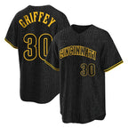 Cincinnati Reds #30 Ken Griffey Player Black AmberGomez Snake Skin City Home Stitched Jerseys