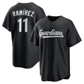 Cleveland Guardians #11 Jos¨¦ Ram¨ªrez Black AmberGomez Replica Player Jersey