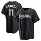 Cleveland Guardians #11 Jos¨¦ Ram¨ªrez Black AmberGomez Replica Player Jersey
