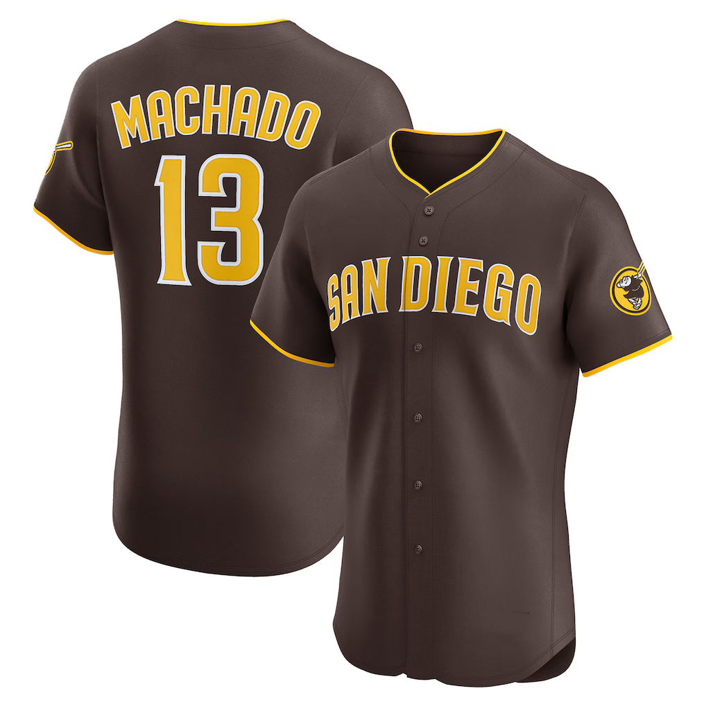San Diego Padres #13 Manny Machado Brown AmberGomez Road Elite Jersey