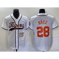 Detroit Tigers #28 Javier Baez Number White AmberGomez Cool Base Stitched Jersey