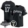 Los Angeles Dodgers #17 Shohei Ohtani Black AmberGomez Mexico 2025 LA Gothic Style With Vin And 2024 World Series Champions Patch Vapor Premier Limited Stitched Jersey