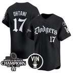 Los Angeles Dodgers #17 Shohei Ohtani Black AmberGomez Mexico 2025 LA Gothic Style With Vin And 2024 World Series Champions Patch Vapor Premier Limited Stitched Jersey