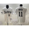 Houston Astros #11 Cam Smith White AmberGomez Gothic 'Houston Born Barrio Raised' Limited Stitched Jersey