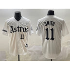 Houston Astros #11 Cam Smith White AmberGomez Gothic 'Houston Born Barrio Raised' Limited Stitched Jersey