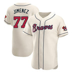 Atlanta Braves #77 Joe Jimenez Player Cream AmberGomez Limited Elite Home Game Stitched Jerseys