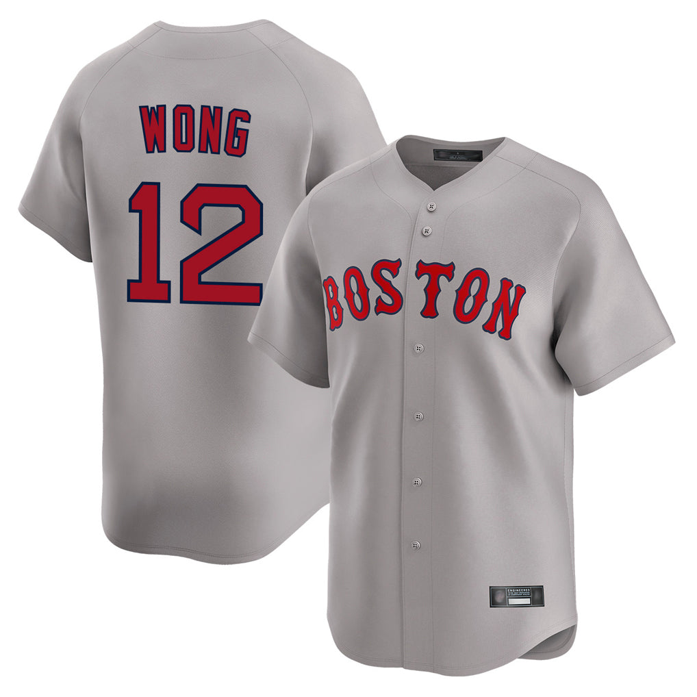 Boston Red Sox #12 Connor Wong Player Gray AmberGomez Road Limited Home Game Stitched Jerseys1