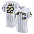 Milwaukee Brewers #22 Christian Yelich White AmberGomez Team Alternate Authentic Player Jersey
