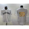 New York Yankees #99 Aaron Judge White AmberGomez Pinstripe Without Name Fashion Cool Base Jersey 2