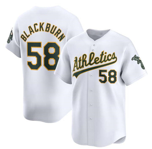 Oakland Athletics #58 Paul Blackburn White AmberGomez Home Limited Stitched Jersey