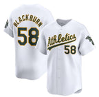 Oakland Athletics #58 Paul Blackburn White AmberGomez Home Limited Stitched Jersey