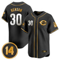 Cincinnati Reds #30 Ken Griffey Player Black-Gold AmberGomez Vapor Premier Limited Home Stitched Jerseys