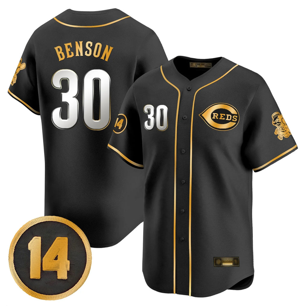 Cincinnati Reds #30 Ken Griffey Player Black-Gold AmberGomez Vapor Premier Limited Home Stitched Jerseys