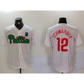 Philadelphia Phillies #12 Kyle Schwarber White Green AmberGomez Cool Base Stitched Jersey 2