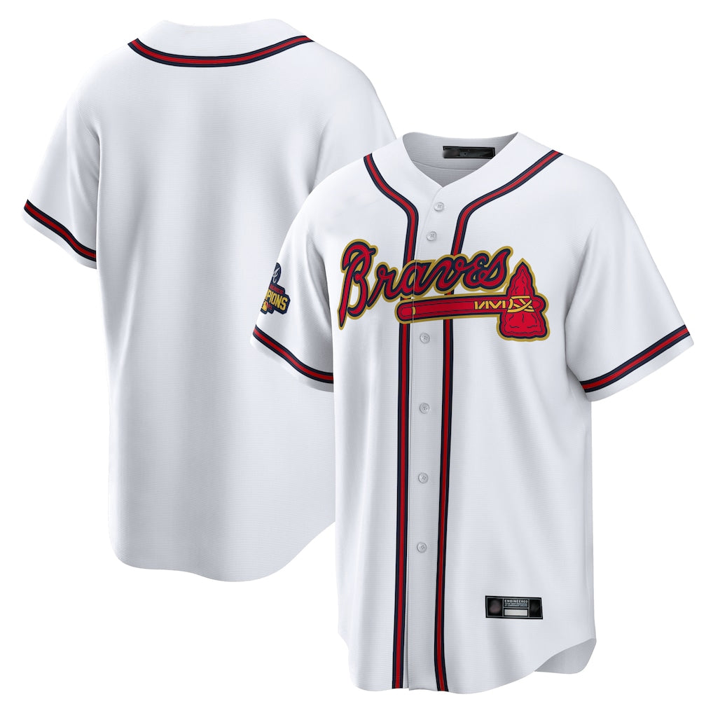 Atlanta Braves White Gold AmberGomez Home Game Blank Player Stitched Jerseys