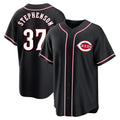 Cincinnati Reds #37 Tyler Stephenson Player Black AmberGomez Fashion Out Home Game Stitched Jerseys