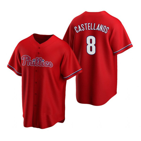 Philadelphia Phillies #8 Nick Castellanos Red AmberGomez Cool Base Stitched Jersey