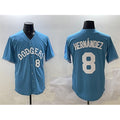 Los Angeles Dodgers #8 Enrique Hern¨¢ndez Light Blue AmberGomez Limited Stitched Jersey