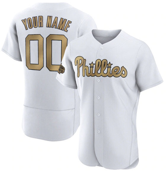 Custom Philadelphia Phillies Active Player White AmberGomez 2022 All-Star Flex Base Stitched Jersey